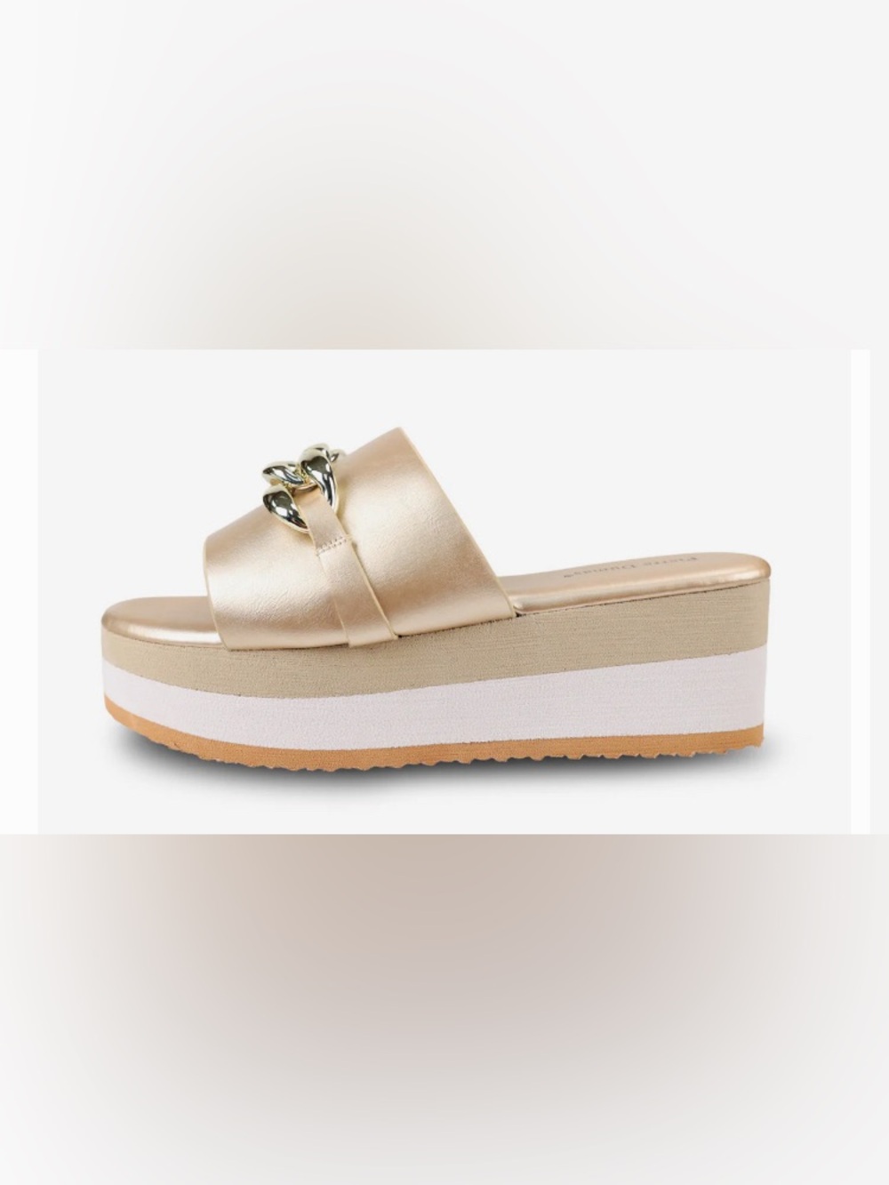 Pierre Dumas Chain Detail Platform Sandals - Gold: 7.5